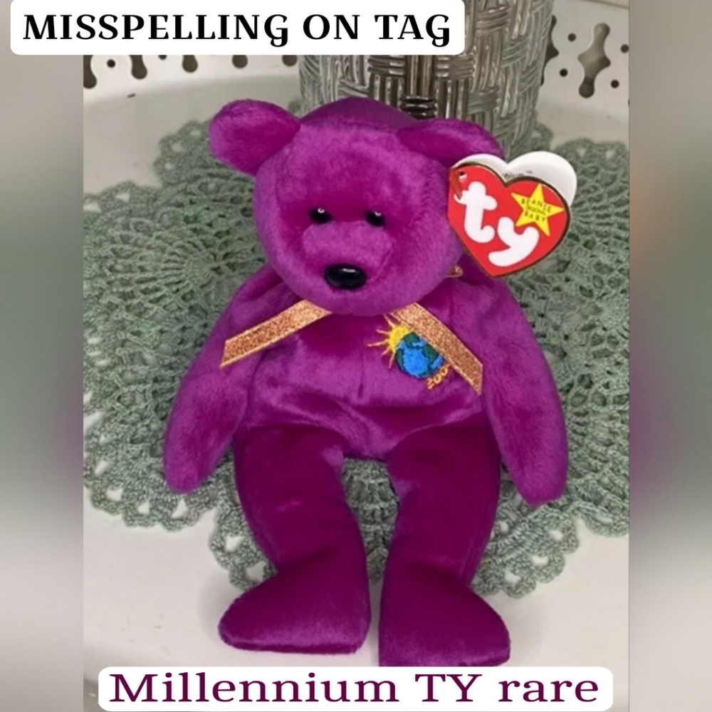 Vintage TY Beanie Babies 1999 Millennium Mispelled “Millenium” RARE With Tag - Picture 2 of 10